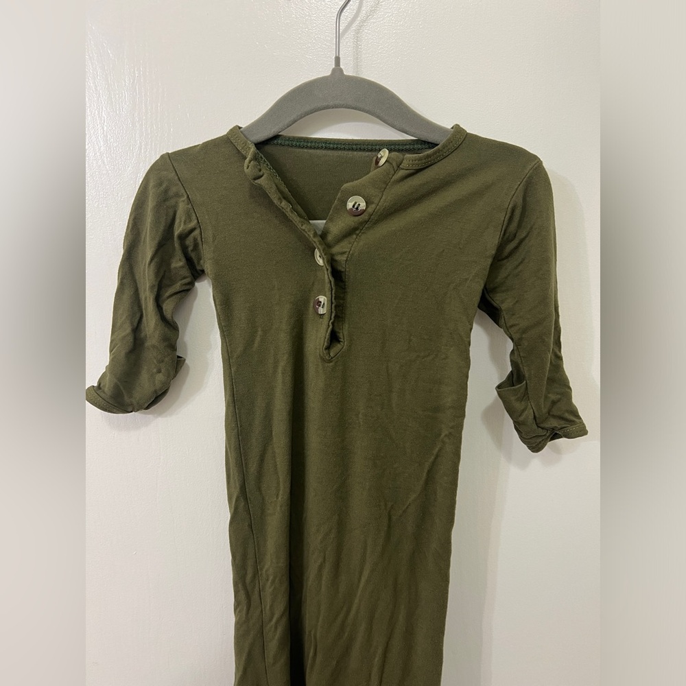 Lou Lou & Company Light Olive Green Knotted Gown (Newborn)